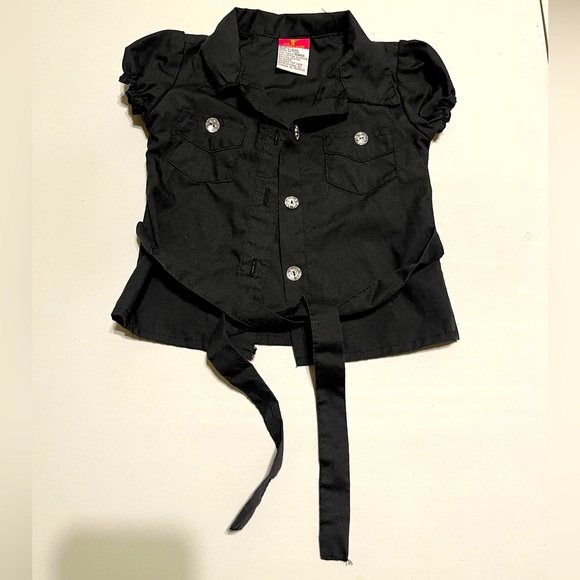 🌟Black Button Up Shirt with Tie Waist Size 12 Months - Picture 1 of 4